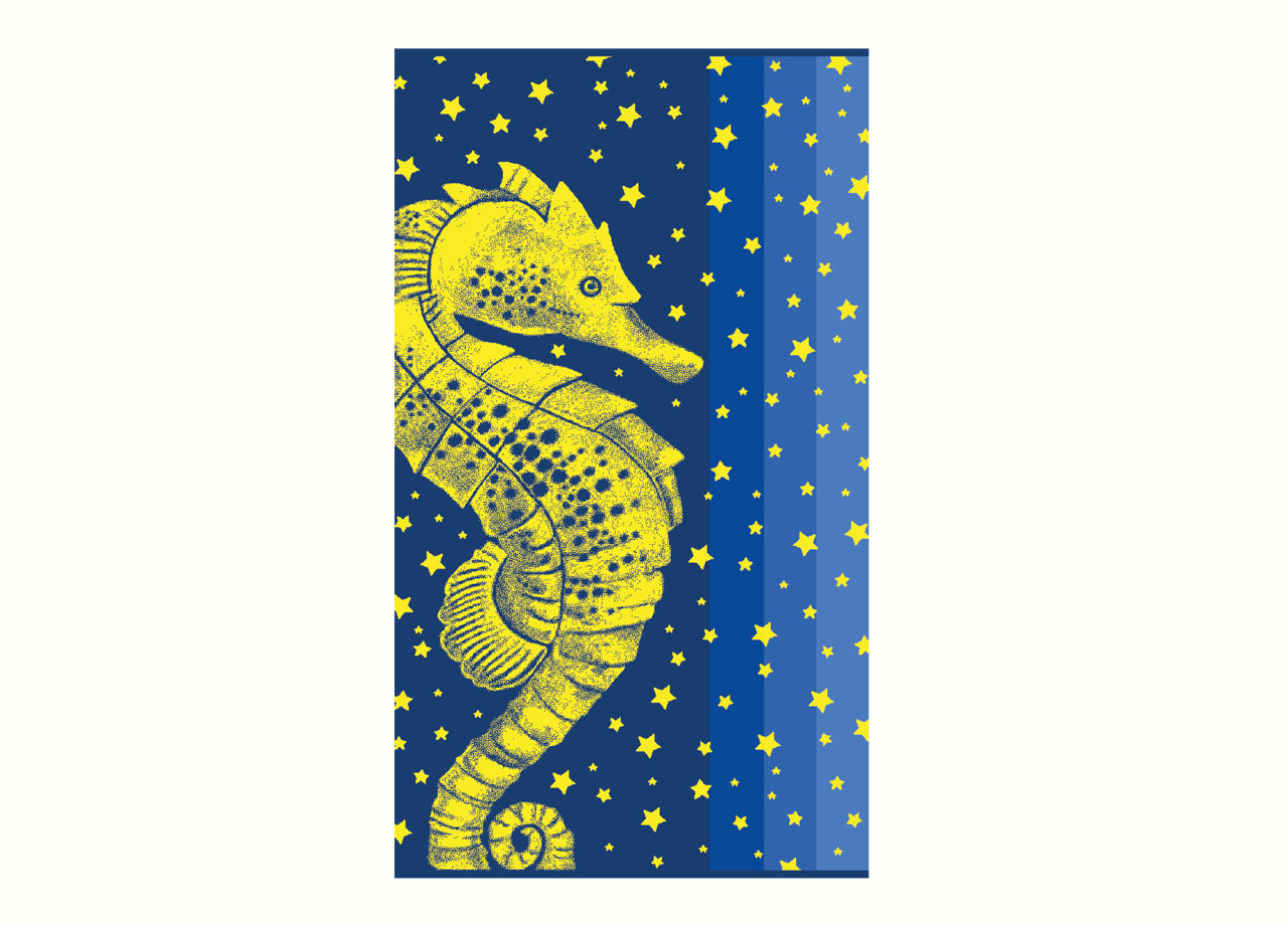 Telo Mare 90x165 Spiaggia Piscina Spugna Jacquard Modello Sea Horse