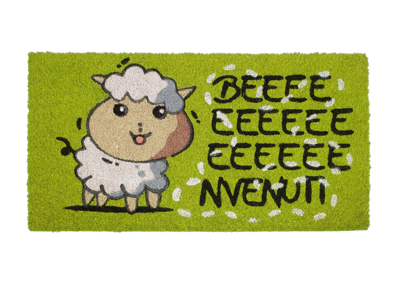 Tappeto Zerbino Antiscivolo In Cocco Per Ingresso Casa Varie Modello Funny Pecorella
