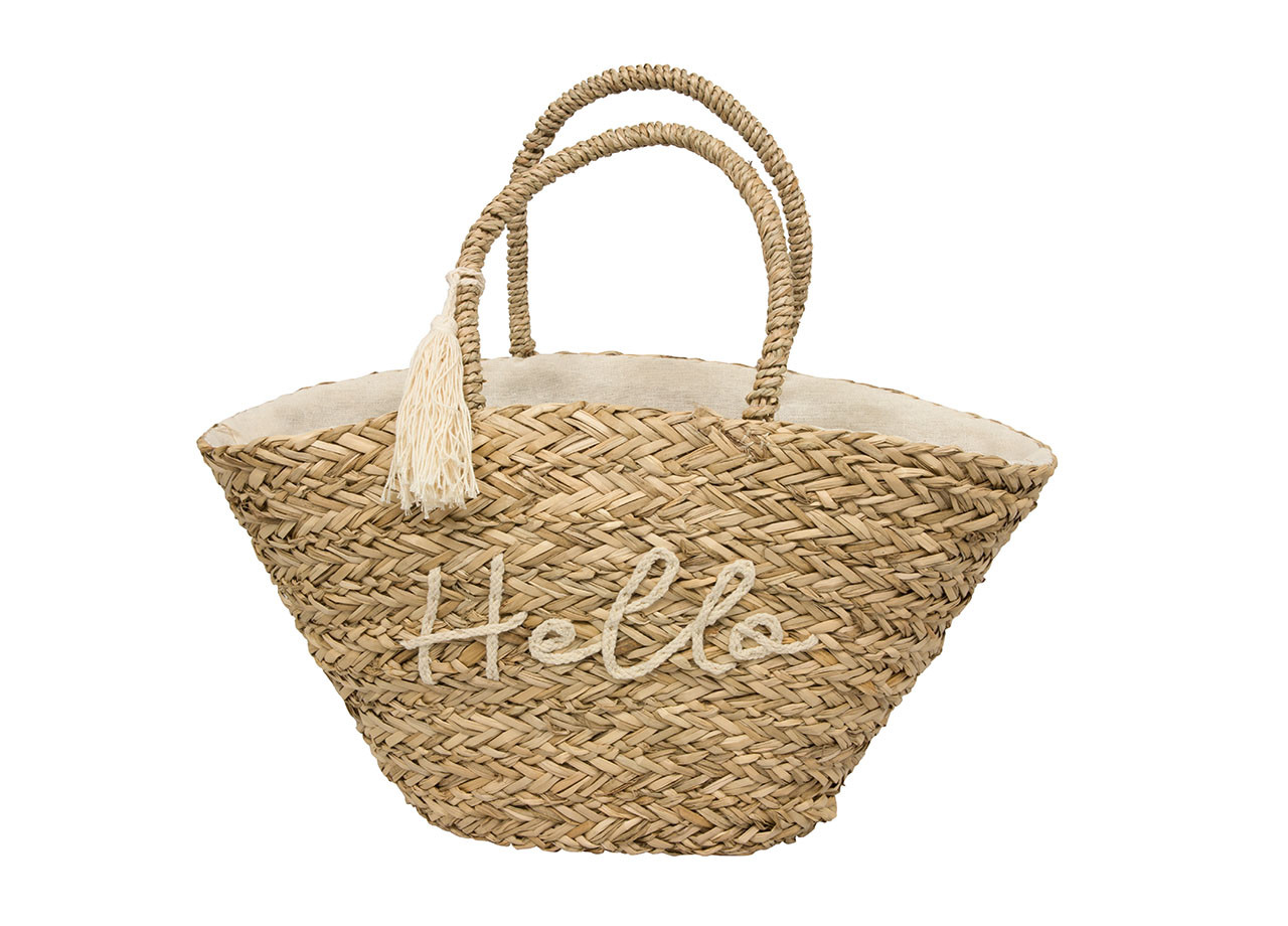 Borsa Mare Intrecciata Grande Beach Spiaggia Piscina Fantasia Hello