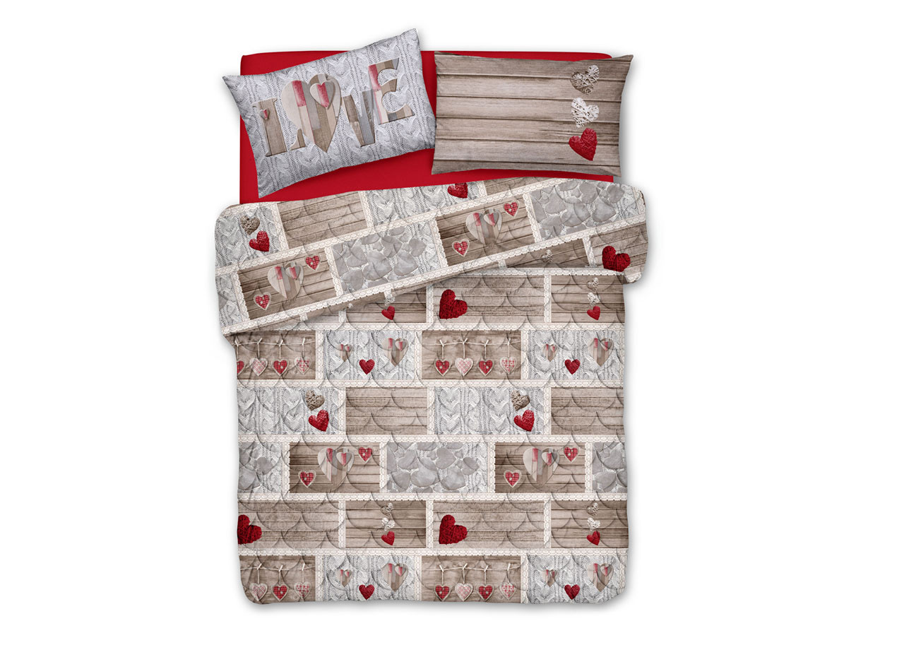 Trapunta Invernale 300gr Fantasia Shabby Love Rosso