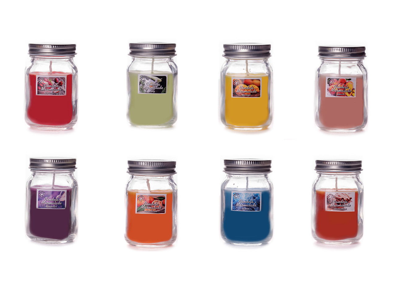 Candele Di Cera Profumate Aromatiche In Barattolo Con Tappo Modello Marmalade