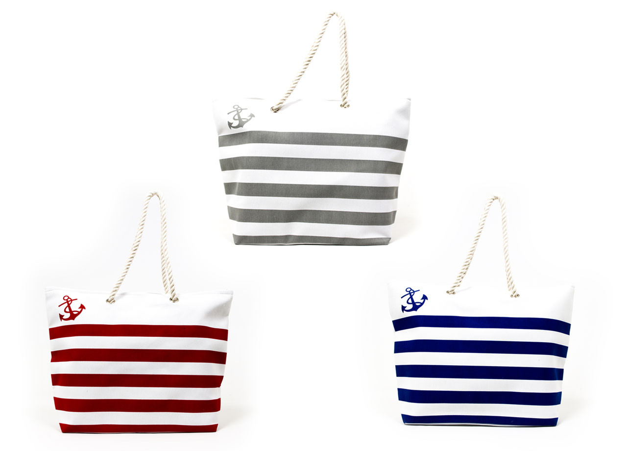 Borsa Mare Grande Beach Spiaggia Piscina Fantasia Stripe Rigata Vari Colori