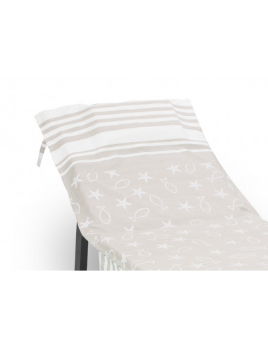 Telo Mare Per Lettino In Cotone 75x195 Cm - Beige, Con Tasche E Cuscino, Certificato OEKO-TEX, Sacco Incluso - Foto 12