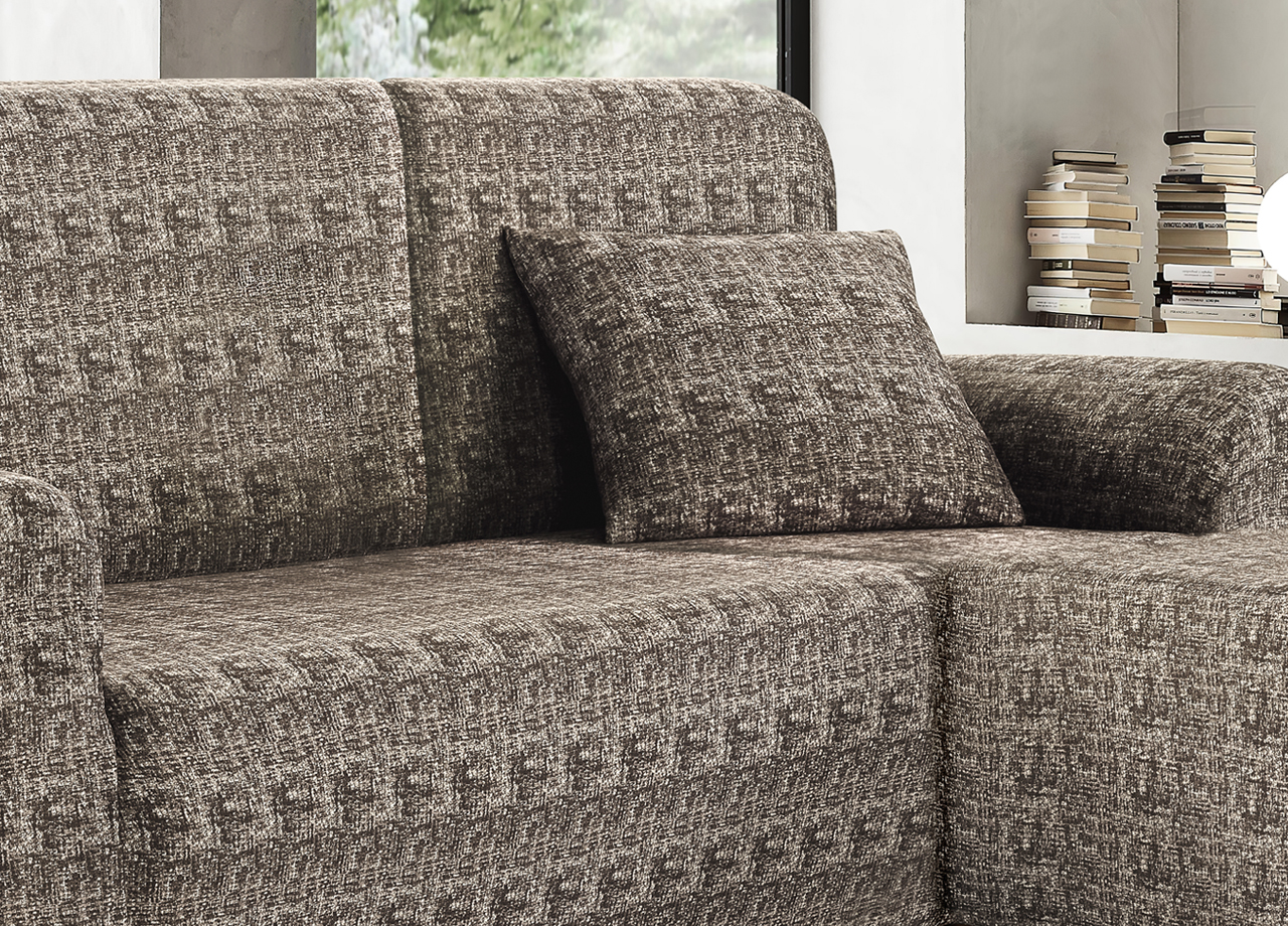 Copridivano Elasticizzato Con Penisola - Per Divano A L, Antigraffio, Grigio, 2 Posti + 2 Posti - Foto 2