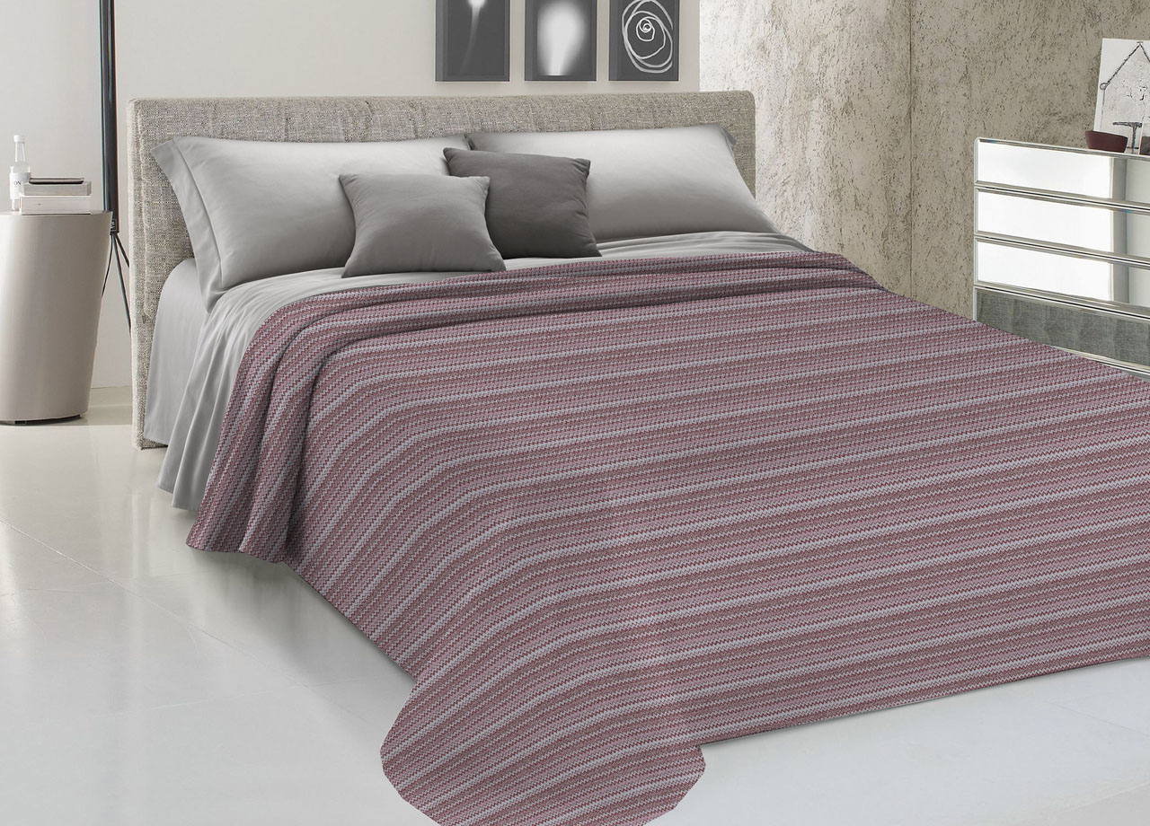 Copriletto Piquet Leggero Estate Puro Cotone Made Italy Modello Zig Zag