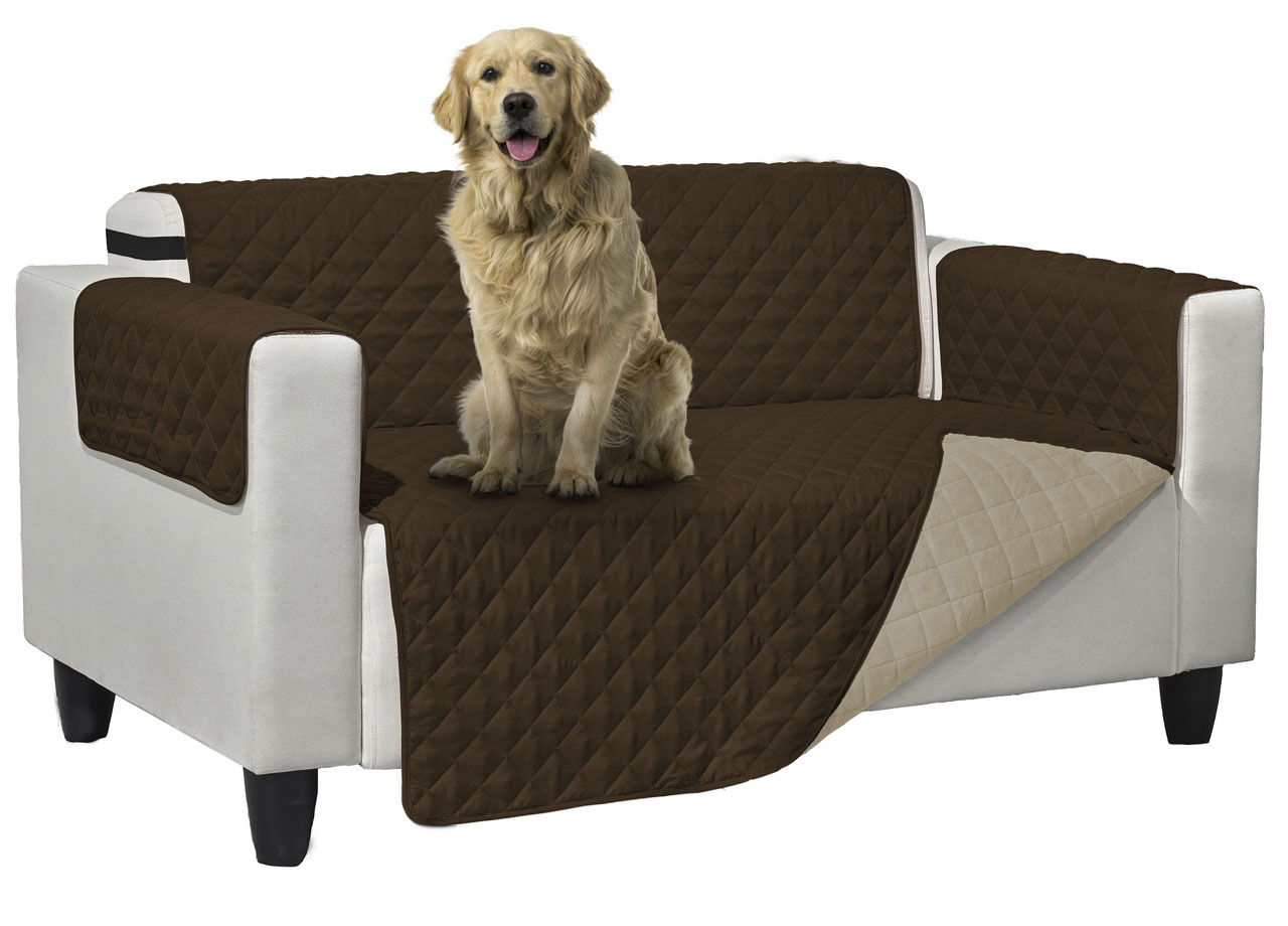 Copridivano Trapuntato Antimacchia Double Face Bicolor Modello Queen Marrone-Cre