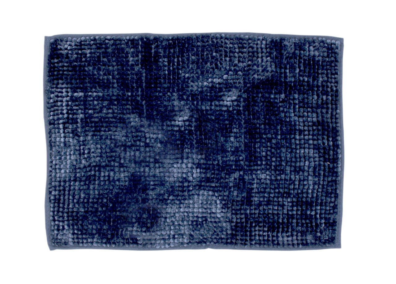 Tappeto Bagno Antiscivolo microfibra Morbido Tinta Unita Dis. Perla Blu Navy